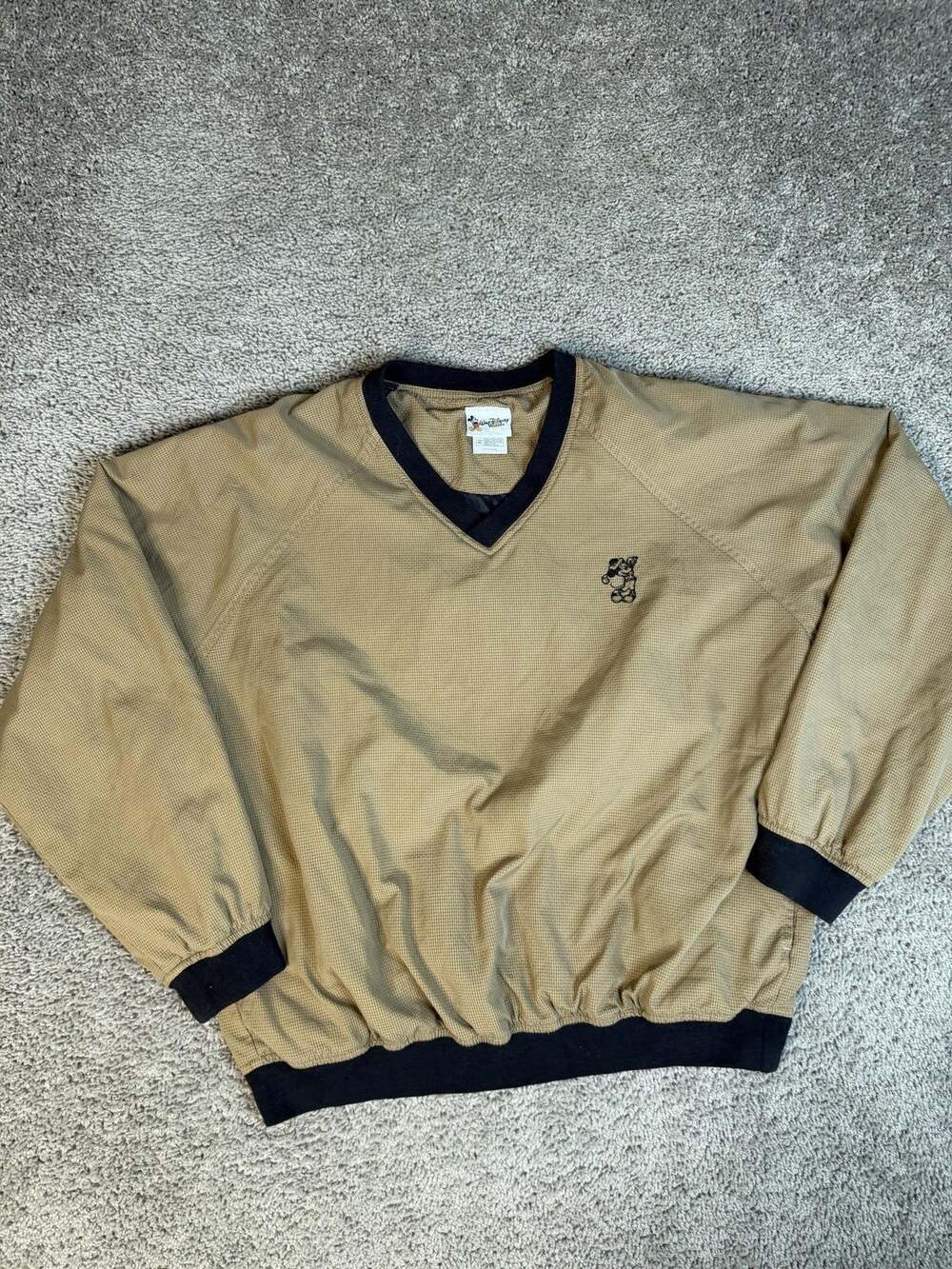 Vintage Walt Disney World Jacket Mens XL Beige Windshirt Lined Check Pullover